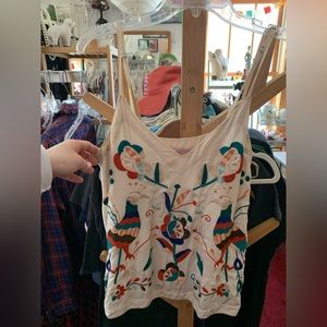Calypso boutique embroidered silk tank